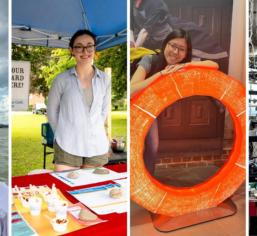 four students interning in different locations