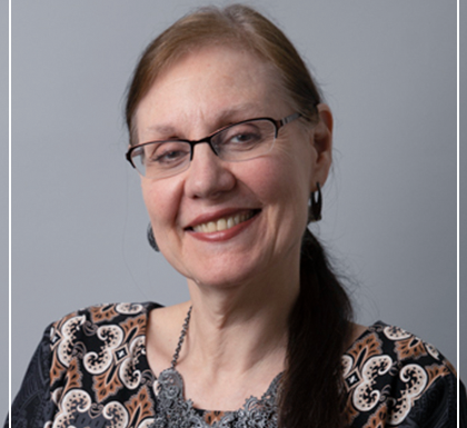 portrait of a person on a background of red and purple gradient