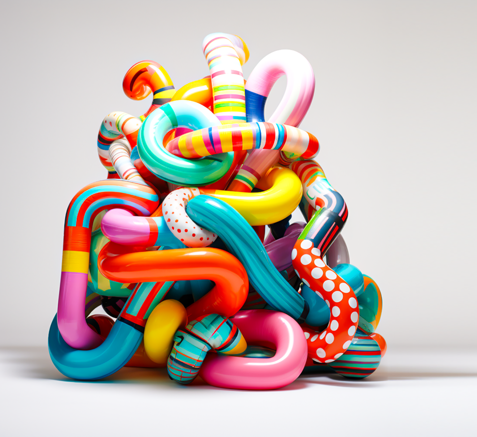 multicolored plastic object intertwined