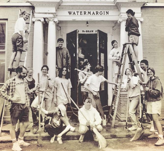 Residents in 1992 recreate a scene from Watermargin's opening in 1948.