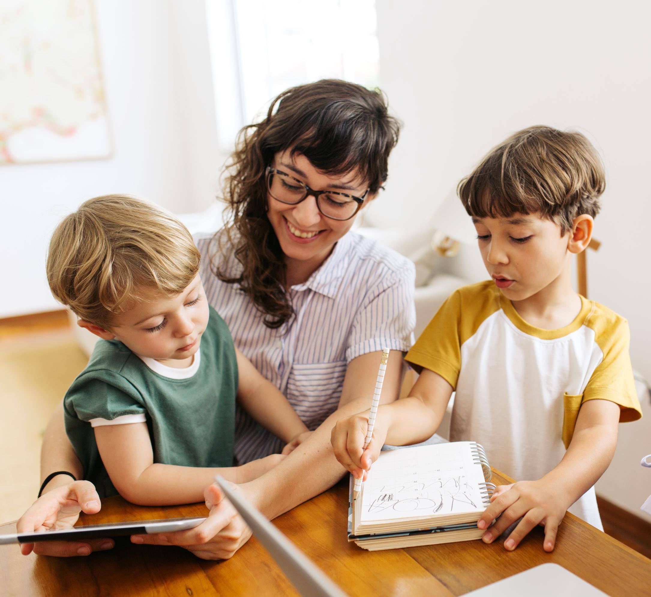 parent and children play together