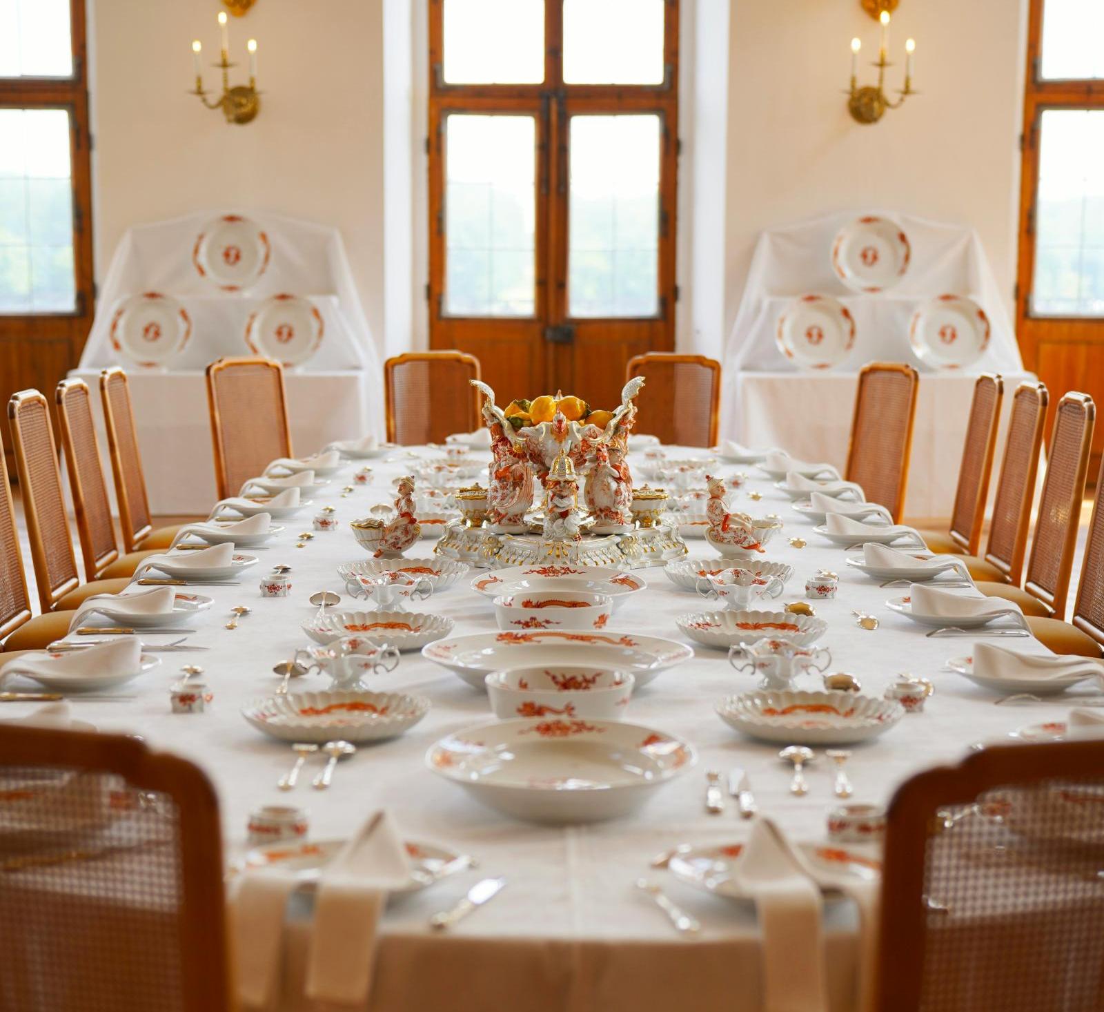 fine china set on a dinner table