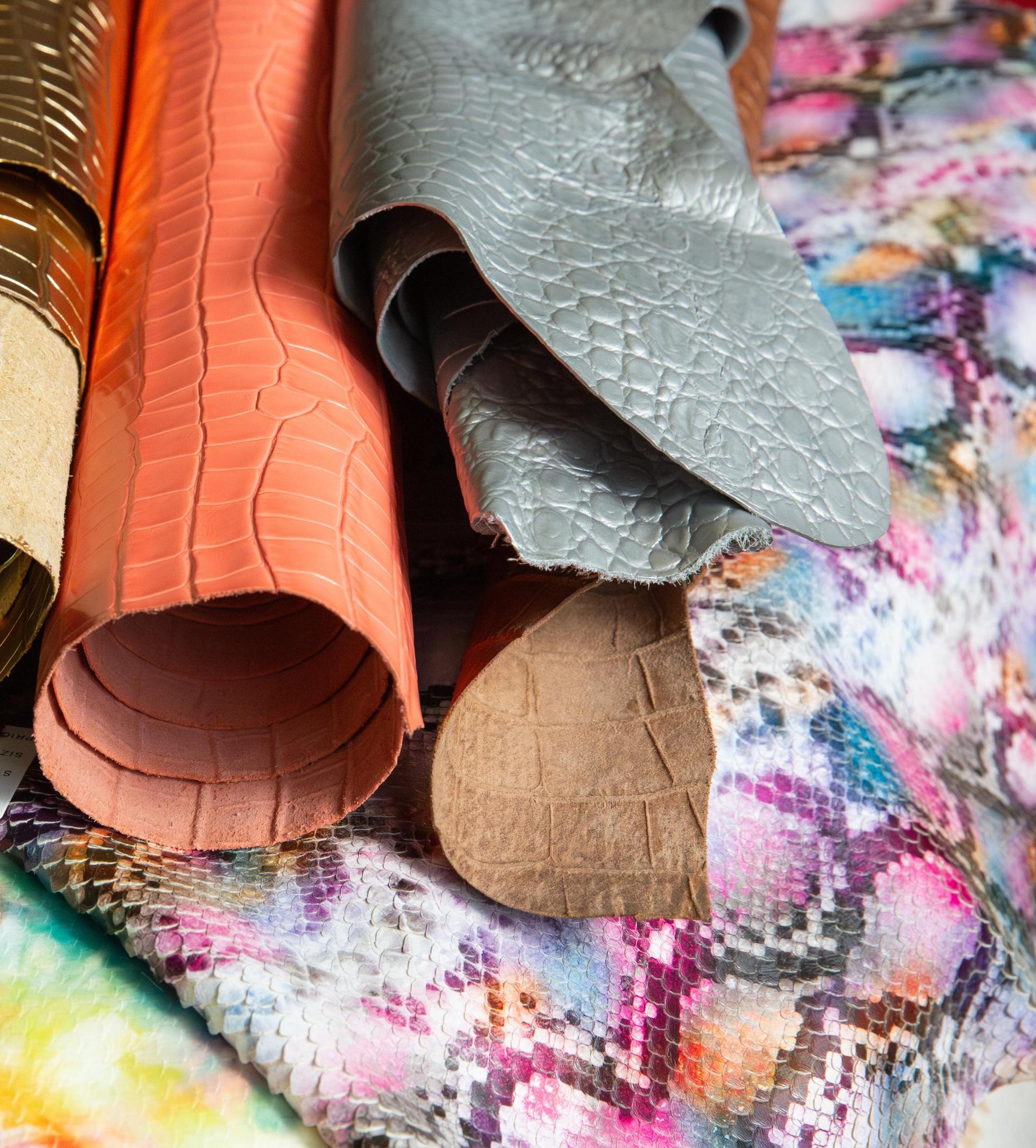 rolls of colorful fabric