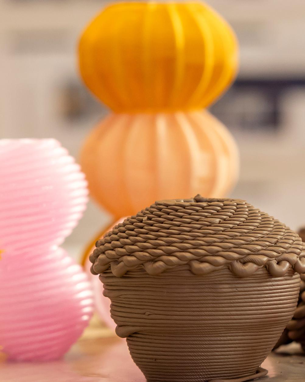 group of clay 3-d printed round beads