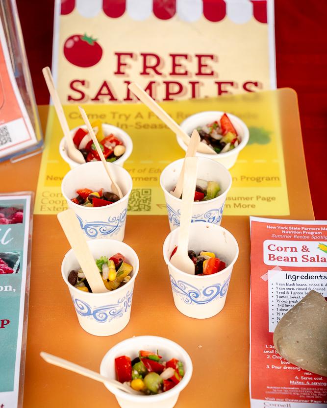 sample cups with bean salad