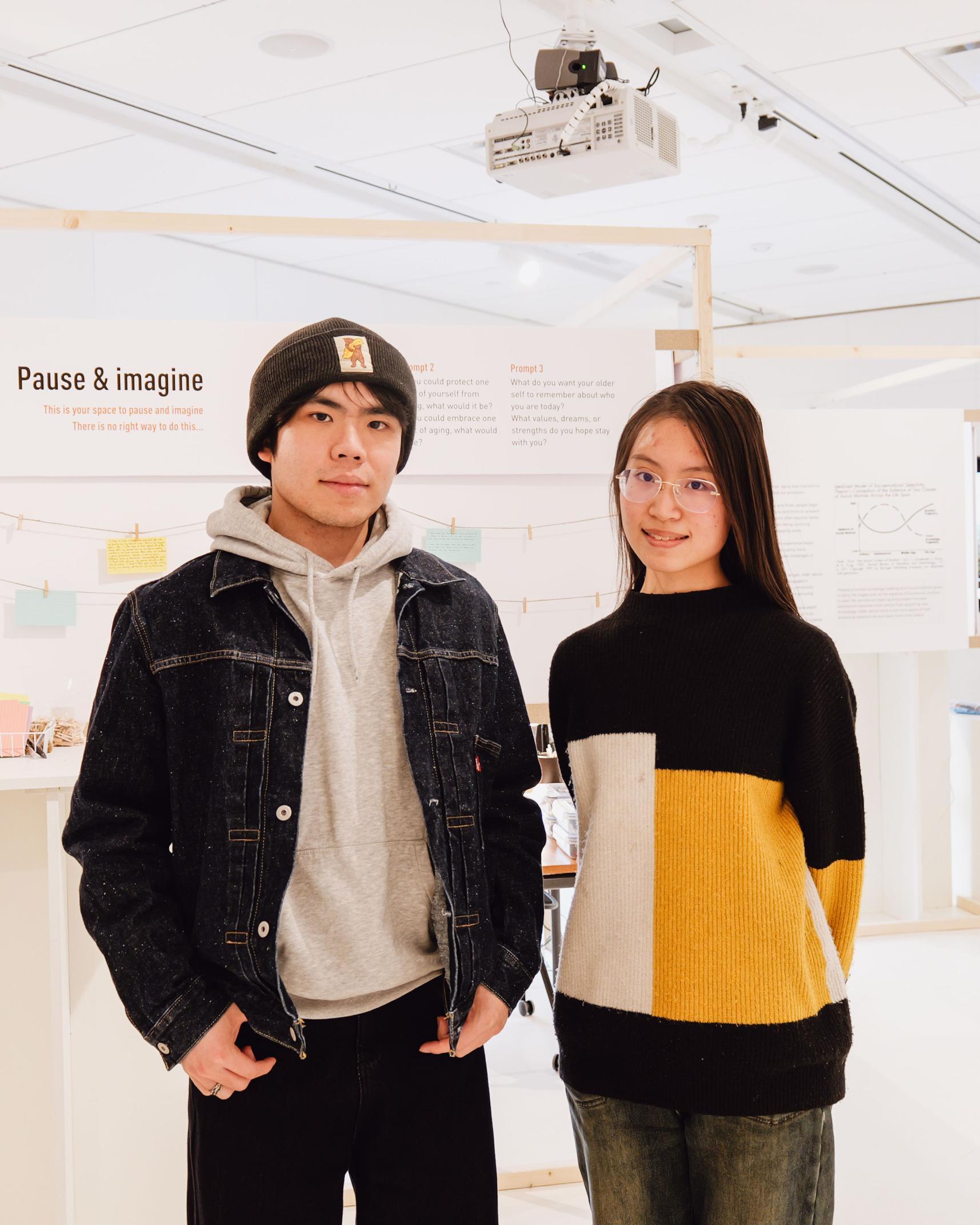 Ruizeng Wang and Jiayi Guo in the exhibition space