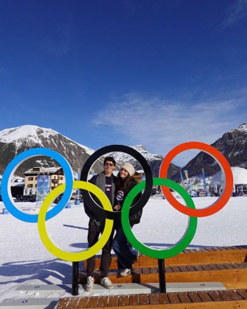 Finn and friend at Olympics in Cortina, Italy