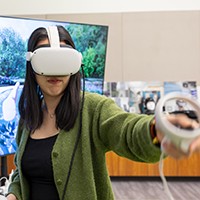 woman with virtual reality headset