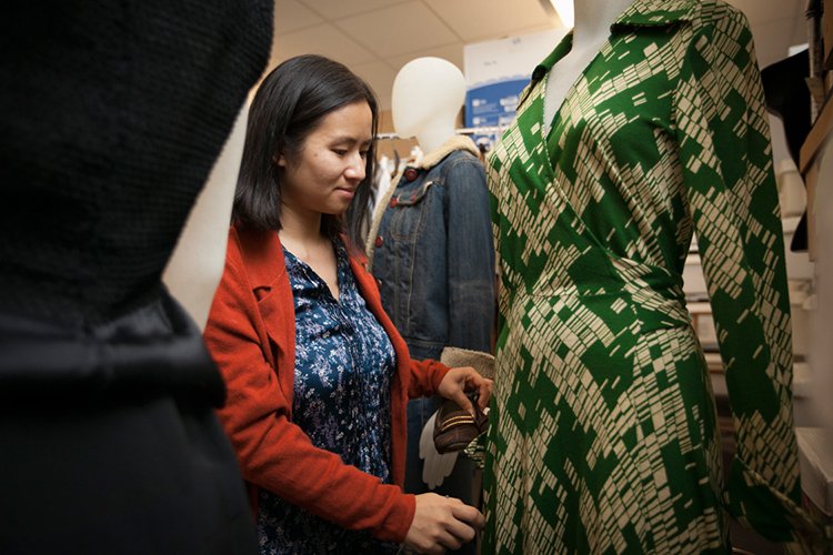 fitting a green dress