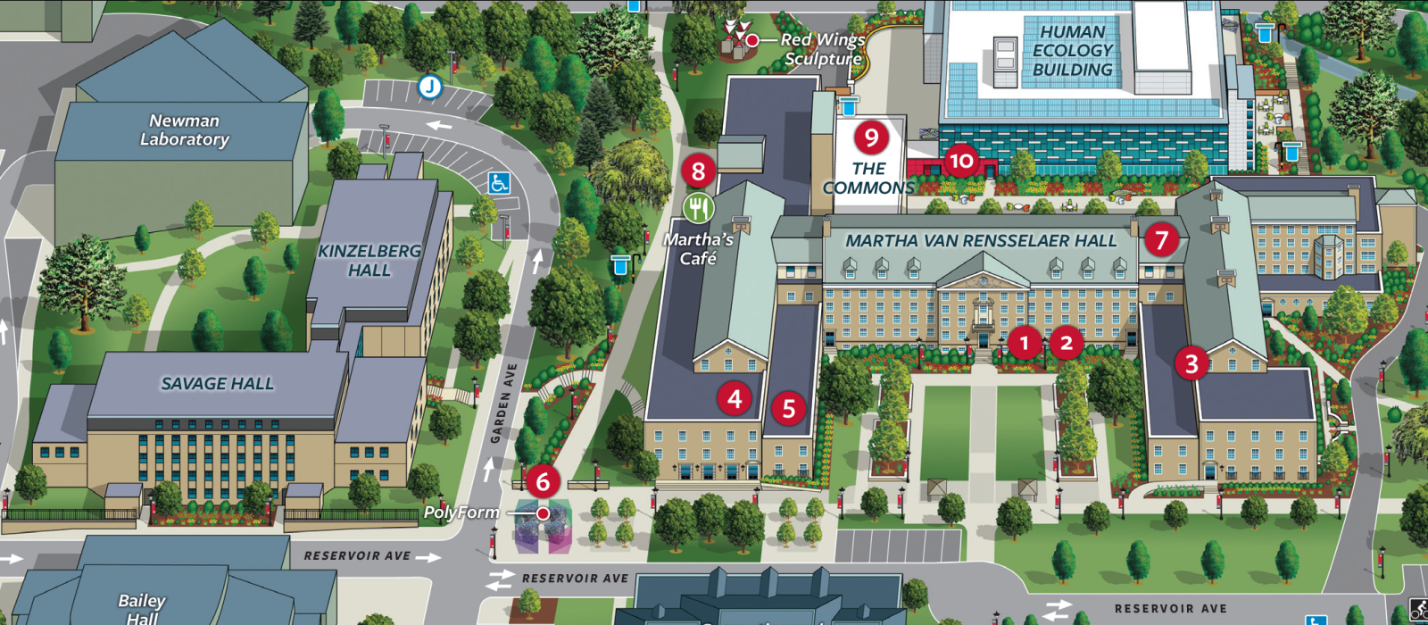 overhead map of MVR Hall with numbered points