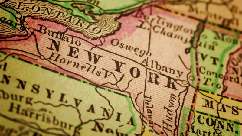 close up of old map of NYS