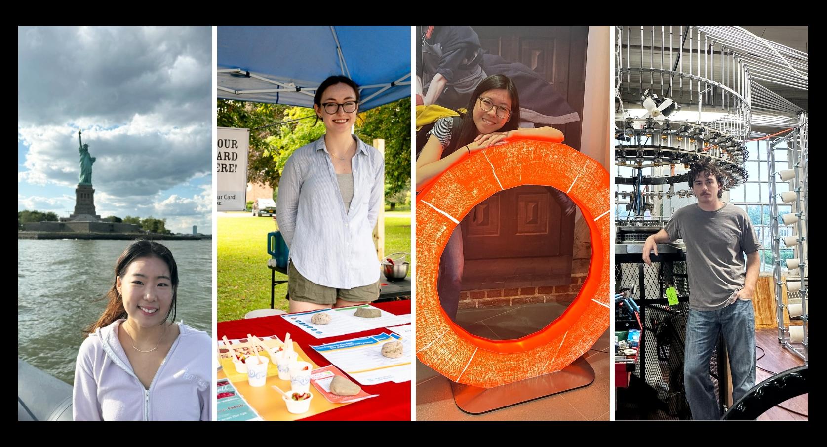 four students interning in different locations