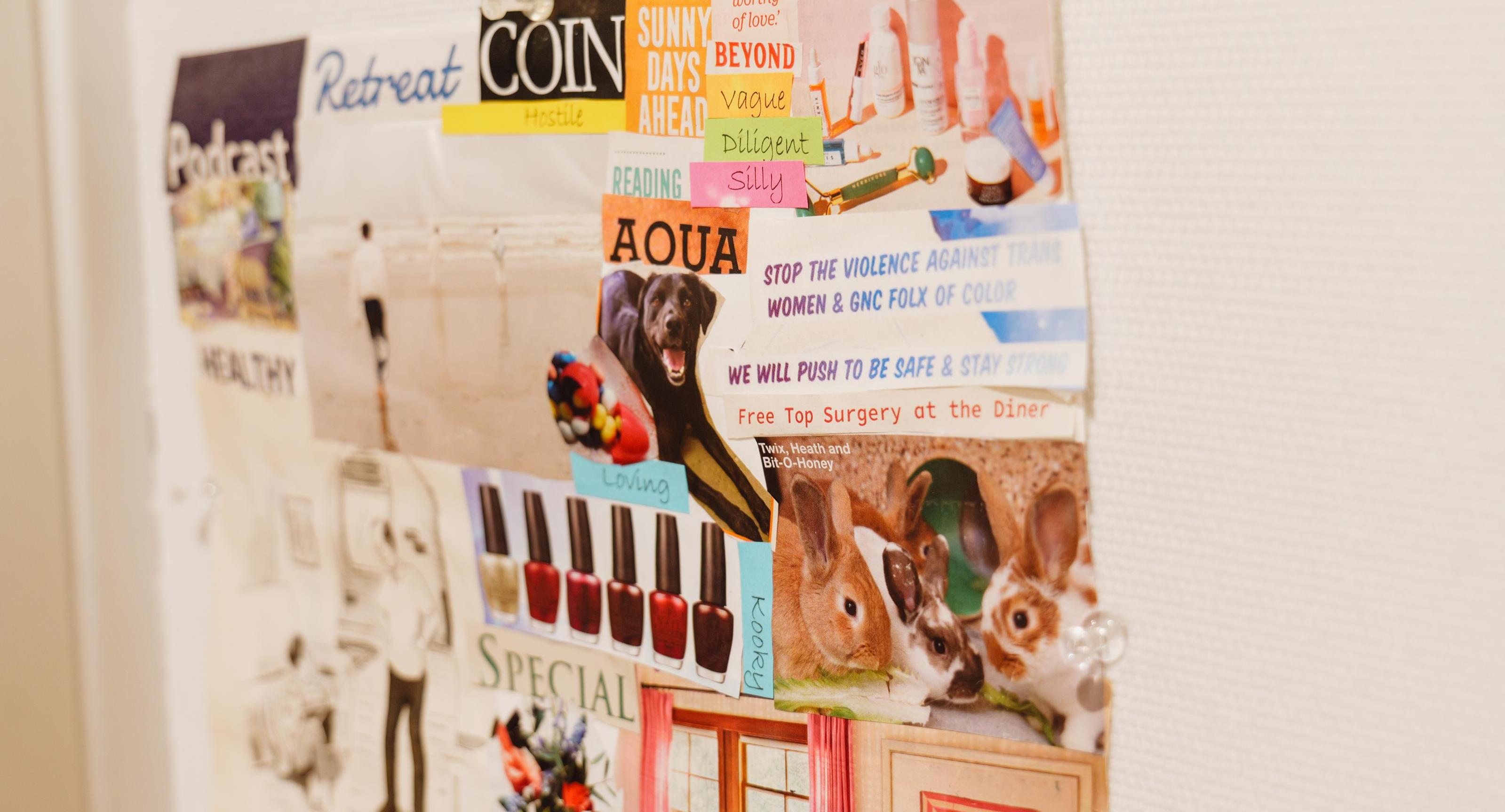 A collage on display.