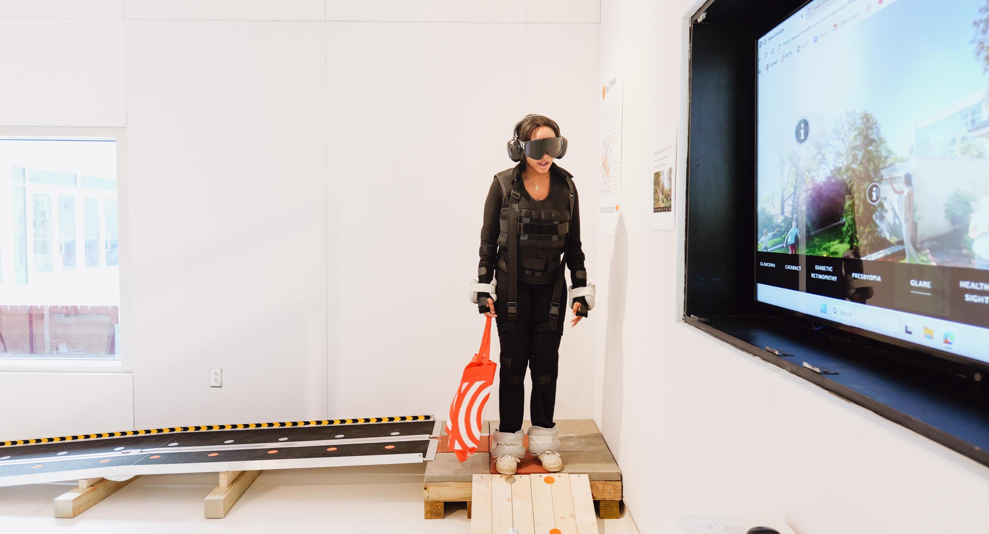 A participant on a walking ramp