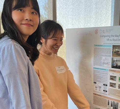 Women and poster board