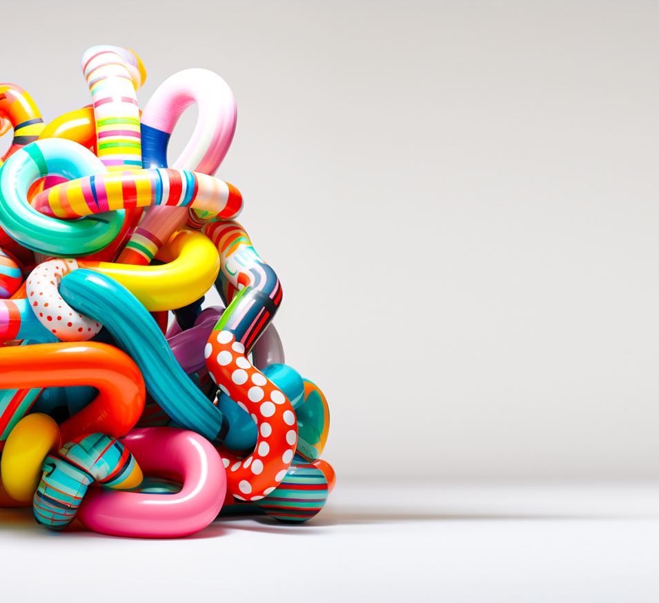 multicolored plastic object intertwined