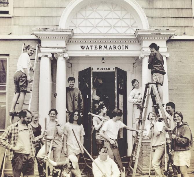 Residents in 1992 recreate a scene from Watermargin's opening in 1948.