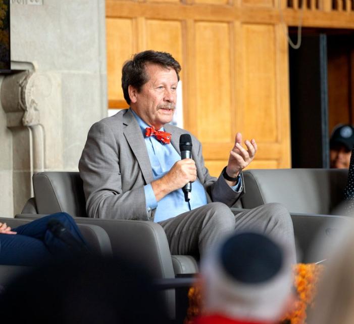 FDA commissioner speaks to an audience in the WSH Memorial Room