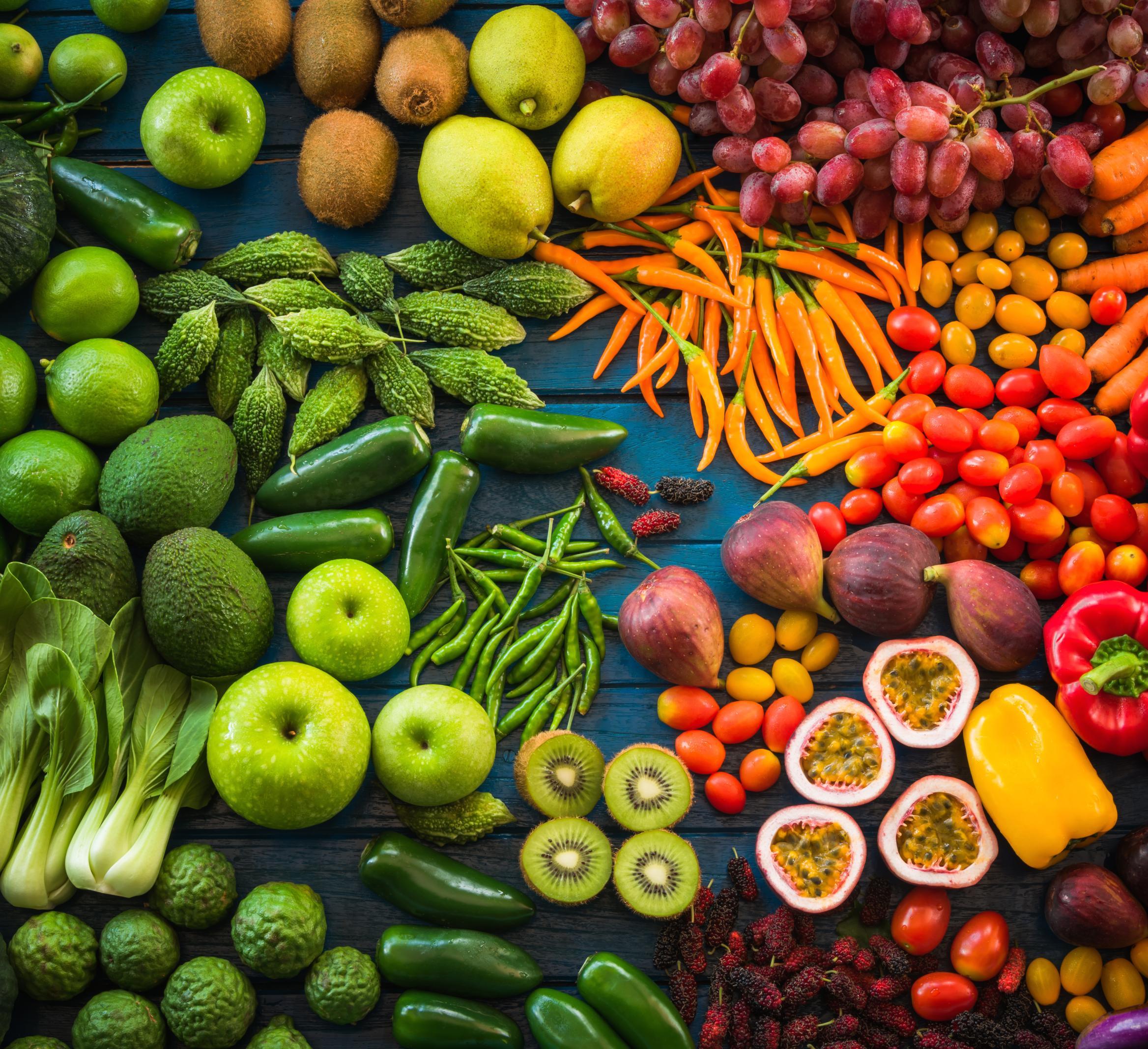 a rainbow of fruits and veggies 