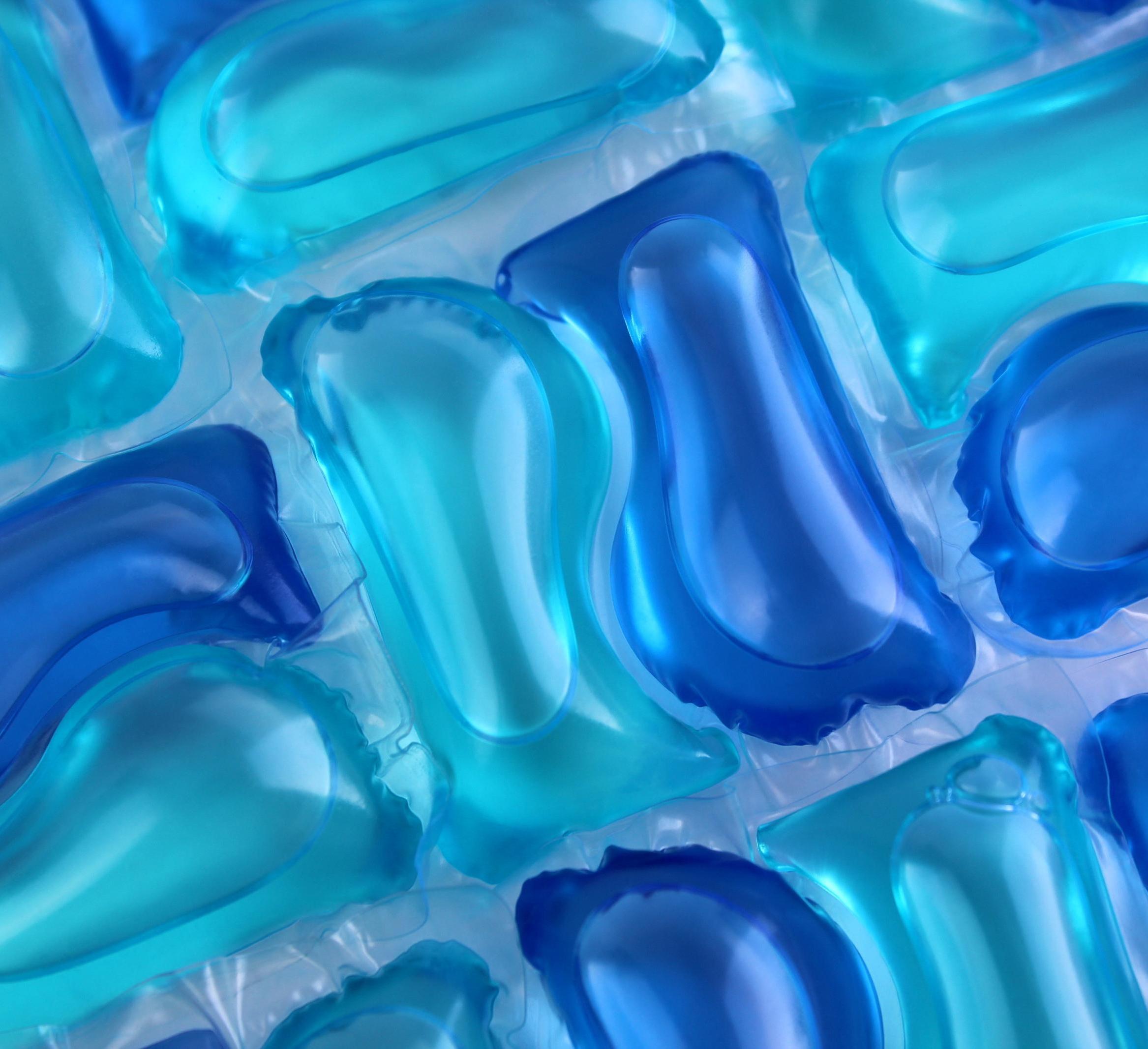 upclose of laundry detergent pods 
