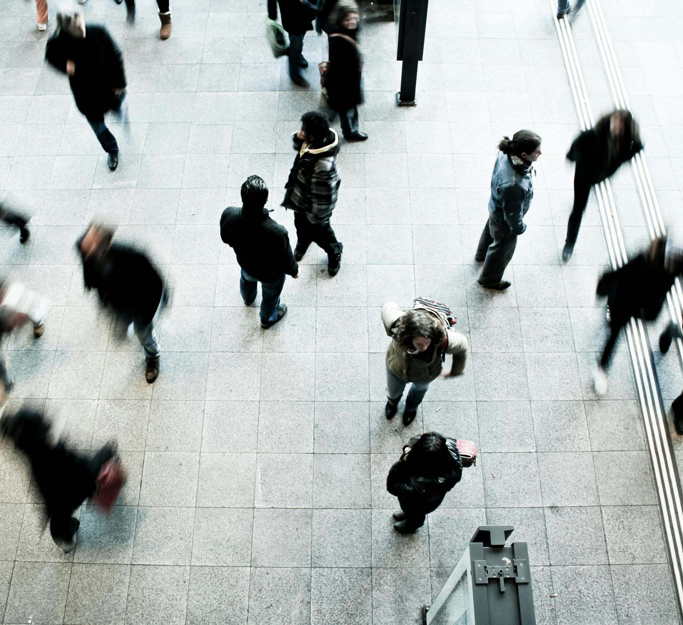 a group of people from above 