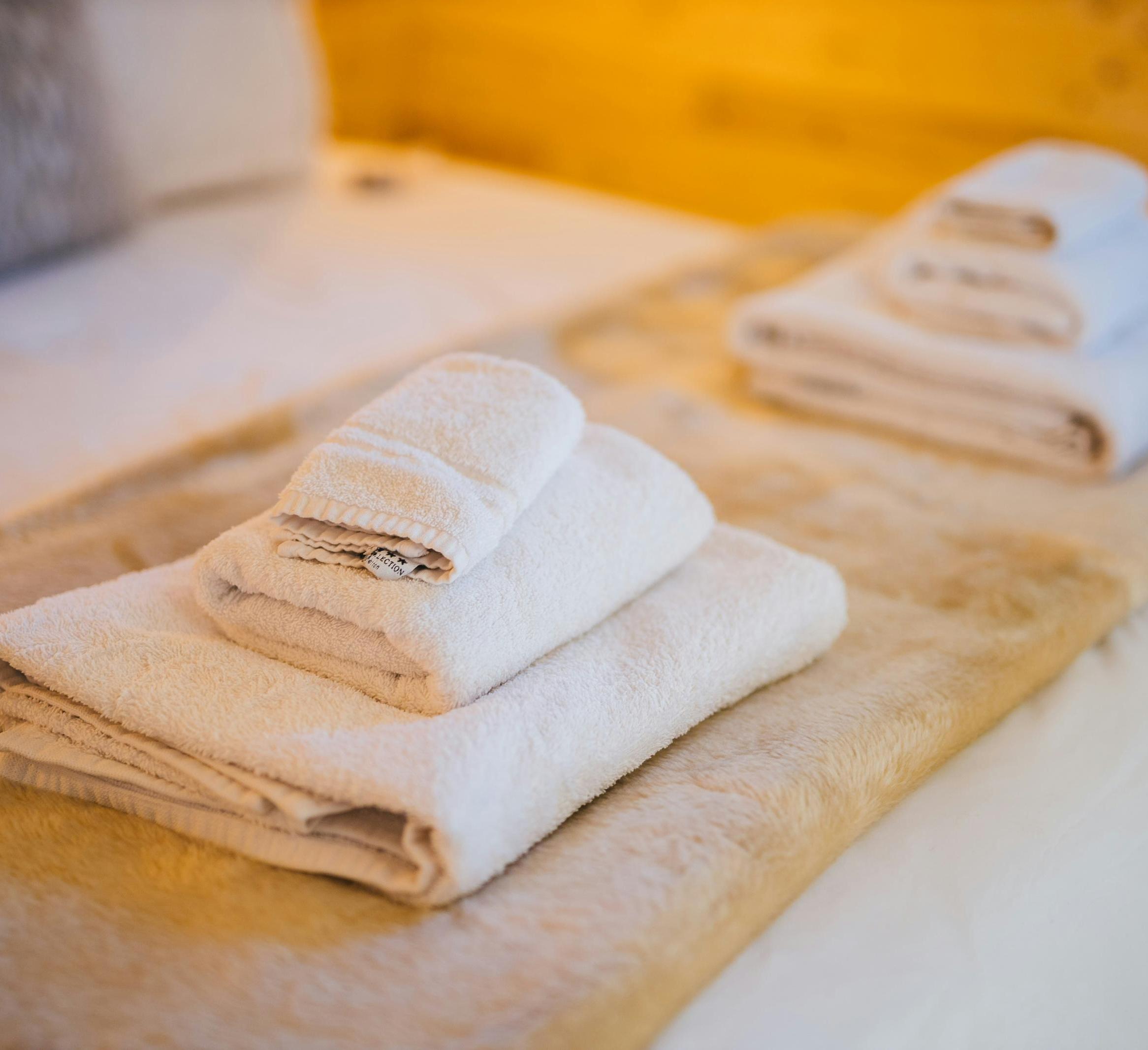 a tack of white towels