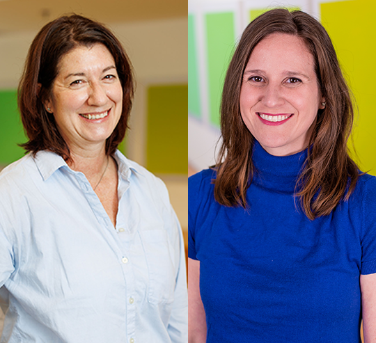 A photo of Laura Bellows on the left and Kristen Elmore on the right.