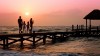 family in sunset setting